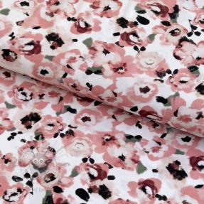 Viscose POPLIN STRETCH Flowers white digital print