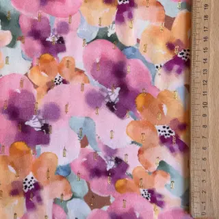 Viscose LUREX Flowers purple orange digital print