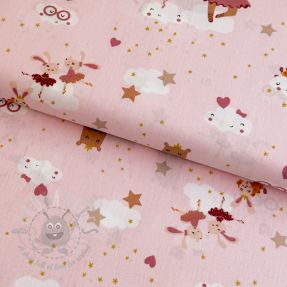 Cotton fabric Sweet ballerina animals powder ORGANIC