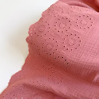 Double gauze/muslin 1-side border blush