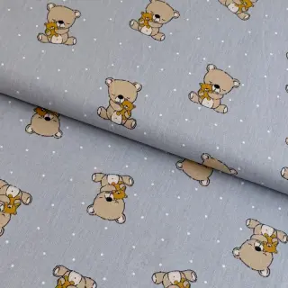 Cotton fabric Sweet bear light grey ORGANIC