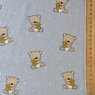 Cotton fabric Sweet bear light grey ORGANIC