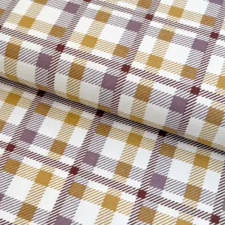 Cotton fabric FLANNEL Checks and checks ochre