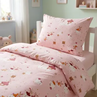 Cotton fabric Sweet ballerina animals powder ORGANIC