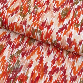 Viscose POPLIN STRETCH Stroke orange digital print