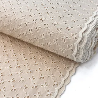 Cotton fabric EMBROIDERY Rosemary beige