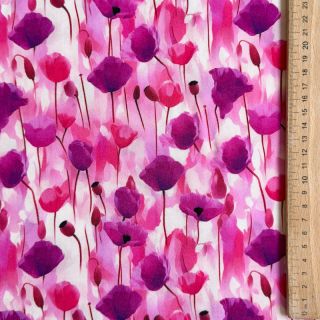 Viscose RAYON POPLIN Poppys design B