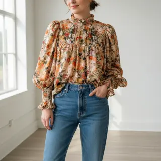 Viscose RAYON POPLIN Wild flowers design A