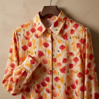 Viscose RAYON POPLIN Poppys design C