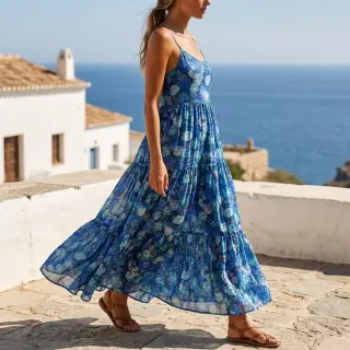 Viscose RAYON POPLIN Flower sea design B
