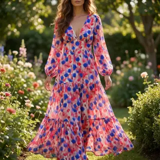 Viscose RAYON POPLIN Poppys design A