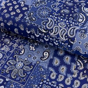 Cotton fabric Farwest bleu