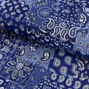 Cotton fabric Farwest bleu
