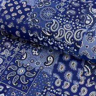 Cotton fabric Farwest bleu