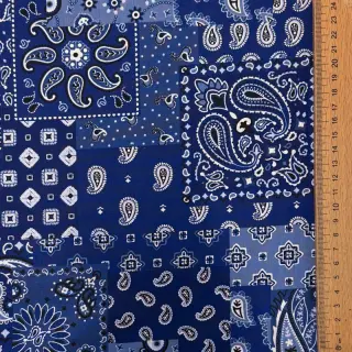 Cotton fabric Farwest bleu