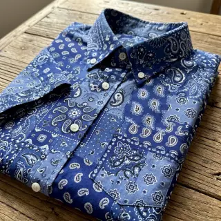 Cotton fabric Farwest bleu