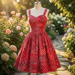 Cotton fabric Farwest rouge