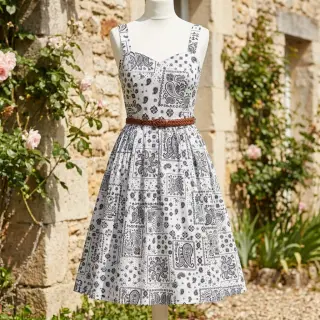 Cotton fabric Kansas blanc noir