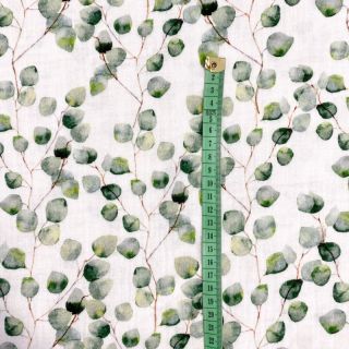 Double gauze/muslin Little eucalyptus flowers digital print ORGANIC