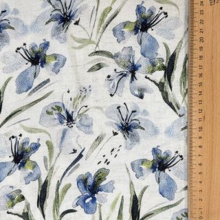Linen viscose Natural Lin Laurel blue digital print