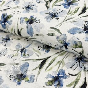 Linen viscose Natural Lin Laurel blue digital print