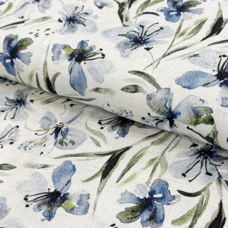 Linen viscose Natural Lin Laurel blue digital print