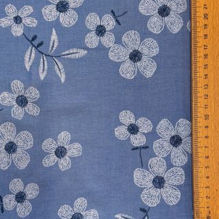 Cotton fabric JEANS Chambre LUXURY JACQUARD Flowers jeans