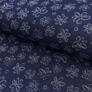 JEANS DENIM JACQUARD Flower dark blue