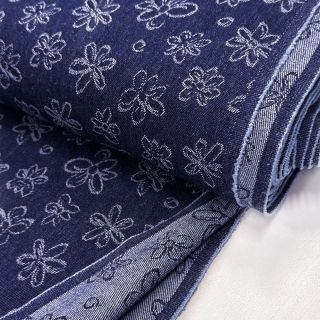JEANS DENIM JACQUARD Flower dark blue