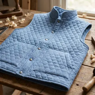 Stepped fabric JEANS blue