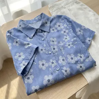 Cotton fabric JEANS Chambre LUXURY JACQUARD Flowers jeans