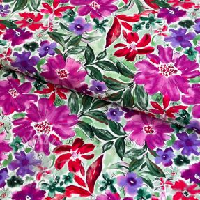 Viscose RADIANCE Gentle flowers purple digital print