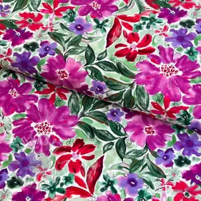 Viscose RADIANCE Gentle flowers purple digital print