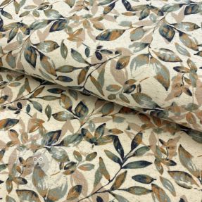 Jersey Cotton-Linen Leaves old green ochre digital print