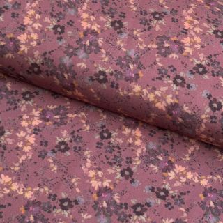 Viscose ROSELLA STRETCH Tossed flowers rosewood digital print