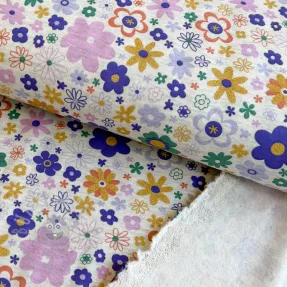 Sweat Glitter flowers ecru melange