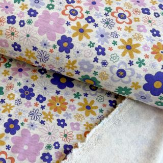 Sweat Glitter flowers ecru melange