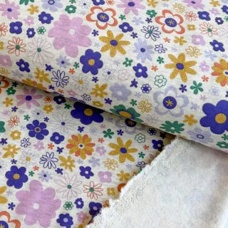 Sweat Glitter flowers ecru melange