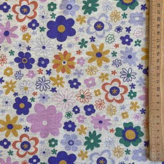 Sweat Glitter flowers ecru melange