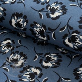 Viscose ROSELLA STRETCH Flowers blue