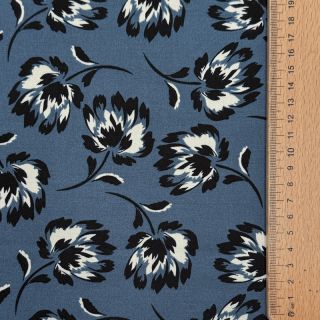Viscose ROSELLA STRETCH Flowers blue