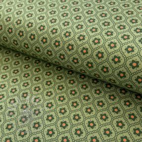 Cotton fabric Flowers moss green