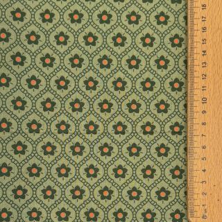 Cotton fabric Flowers moss green