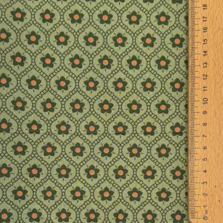 Cotton fabric Flowers moss green