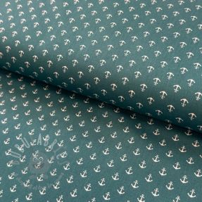 Cotton fabric Petit anchors petrol