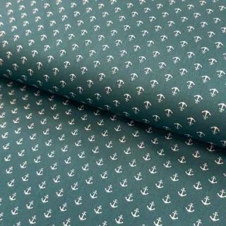 Cotton fabric Petit anchors petrol