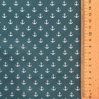 Cotton fabric Petit anchors petrol