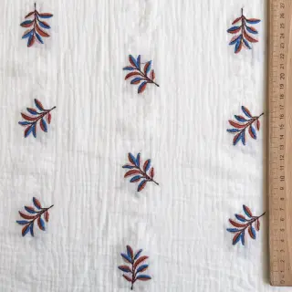 Double gauze/muslin EMBROIDERY Leaves white