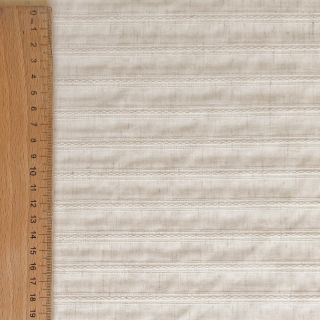 Cotton fabric LINEN JACQUARD Stripes beige