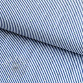 Cotton fabric YARN DYED Stripes with studs blue